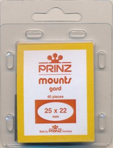 Prinz Scott Stamp Mount 25/22 mm - BLACK - Pack of 40 (25x22 (LxH) 25 mm) PRECUT