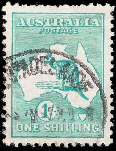 Australia 1915 Sc 51 'roo, 1/- turquoise UF