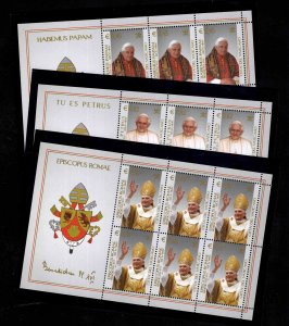 Vatican City Scott 1295-1297 MNH** 2005 Pope Benedict XVI  sheet set