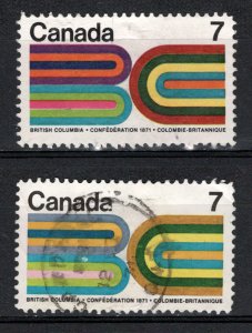 Canada - British Columbia Centennial - VG Condition # 552 Used - Set of Two
