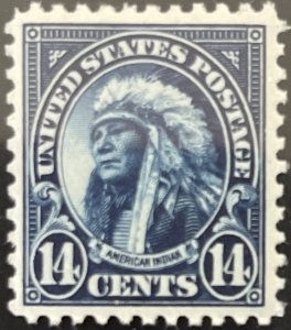 Scott #565 1923 14¢ American Indian flat plate perf. 11 MNH OG VF/XF