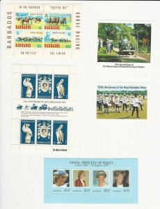 Barbados, Postage Stamp, #315a, 474, 664, 674, 950 Princess Diana Mint NH, JFZ