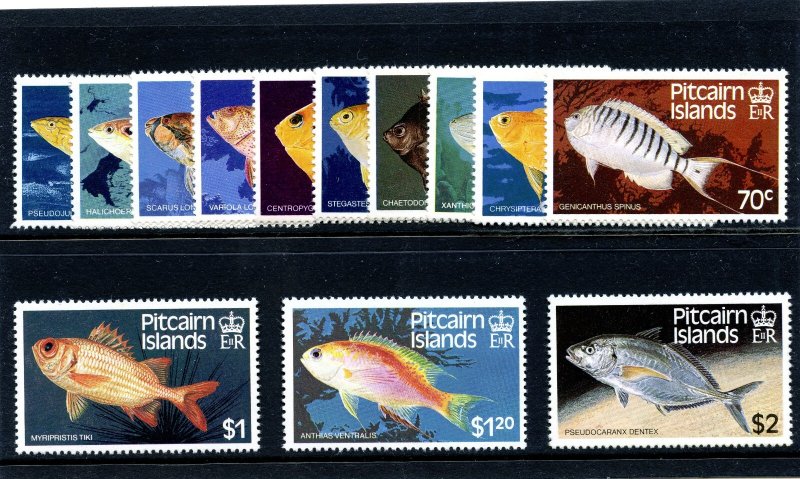 Pitcairn Islands 1984 QEII Fishes set complete MNH. SG 246-258. Sc 231-243.
