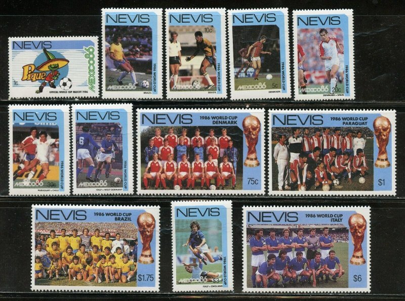 NEVIS WORLD CUP SOCCER '86 SCOTT #477/88  MINT NEVER HINGED-SCOTT VALUE $10.00 