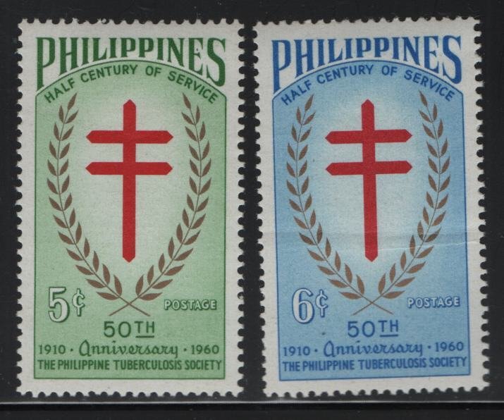 PHILIPPINES, 819-820, HINGED, 1960, Philippine tuberculosis society 50th anniv