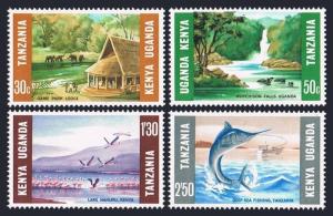 Kenya,Uganda,Tanzania 160-163,MNH. Waterfalls,Birds,Fish,Flamingo,Hippopotamus,