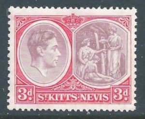 St. Kitts-Nevis #84a MH 3p King George VI, Medicinal Spring - Perf 13 x 11 1/2