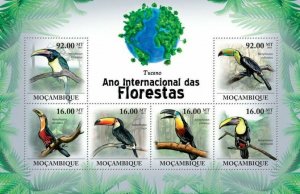 Mozambique 2011 MNH - Toucan (Fauna). Michel: 4354-4359,  Scott: 2187