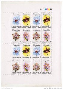 URUGUAY STAMPSHEET MNHSc1857orchid plant flowerorquidea