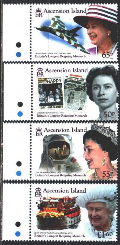 Ascension. 2015. 1285-88. Queen of England, space, aviation. MNH.