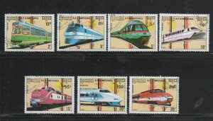 CAMBODIA #929-935  1989  TRAINS      MINT  VF NH O.G  CTO