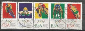 SOUTH AFRICA, 1996, used Strip of 5, Summer Olympic Games, Atlanta, Scott 946