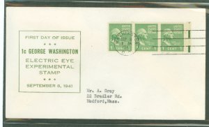 US 804EE 1c George Washington (part of the presidential/prexy series) experimental electric eye printing process - strip of thre