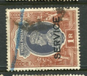 INDIA; Early 1938 GVI SERVICE Optd. issue used 1R. value