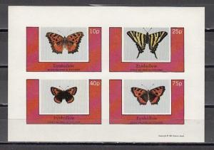 Eynhallow, 1981 issue. Butterflies IMPERF sheet of 4. ^