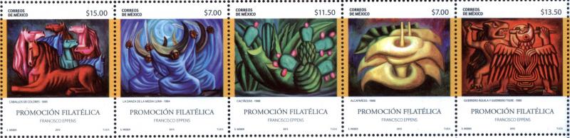 MEXICO 2855a-e, PAINTINGS BY FRANCISCO EPPENS. MINT, NH. F-VF.