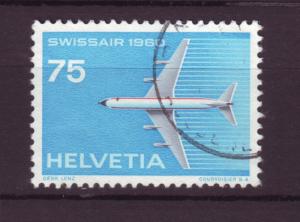 J18520 JLstamps 1960 switzerland used #381 jet dc-8