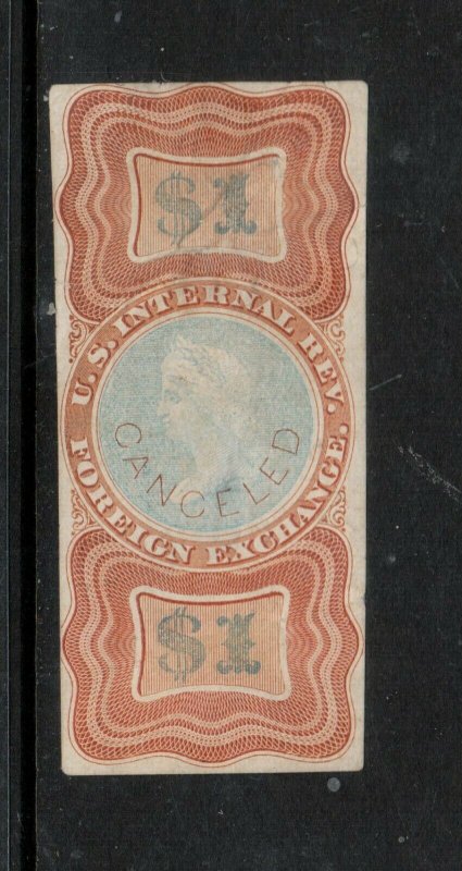 USA Turner #1-C Very Fine $1 Foreign Exchange Essay In Brown Red & Pale Blue