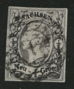 Saxony Scott 9 nice four margin stamp OK color and cancel