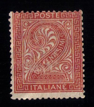 ITALY Sc #25 Mint , No Gum 1865 2c Numeral F-VF