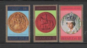 BERMUDA #360-362 1978 25TH ANNIV. OF QEII CORONATION MINT VF NH O.G aa