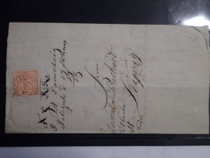 German States 1851 Cover Saxony, Sachsen w/ 3pf Cherry Red Stamp Scott # A1a