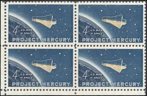 U.S.#1193 Project Mercury 4c Block of 4, MNH.