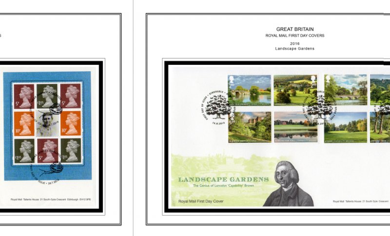 COLOR PRINTED GREAT BRITAIN FDCs 2011-2020 STAMP ALBUM PAGES (325 illust. pages)