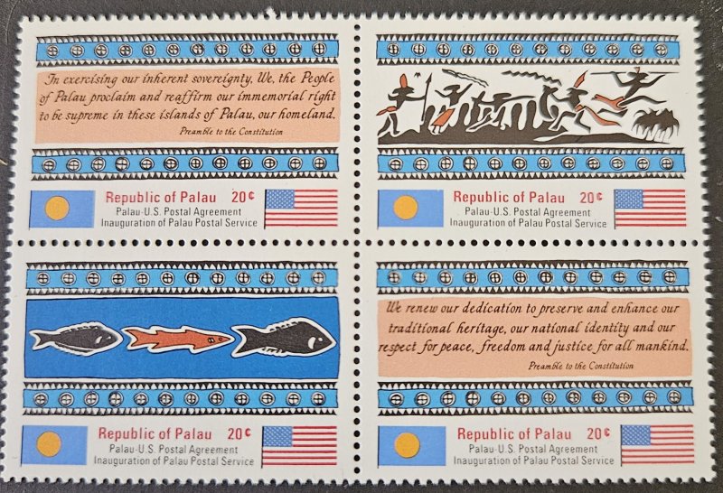 Palau 1983 SG1-4 MNH se-tenant block