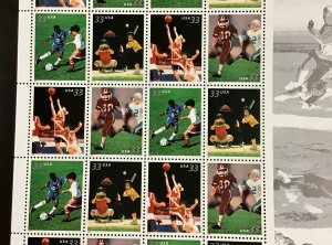 3399-3402    Soccer-Youth Team Sports. Lot of 10 sheets. FV $66.   2000.