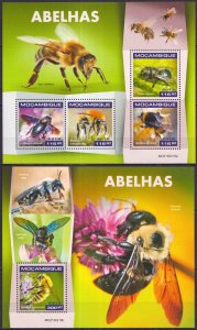 Gs1740 2019 Mozambique Bees Flowers Insects Fauna #10127-130+Bl1461 Mnh