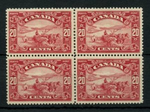 ?#157 block of 4, twenty cent Harvester 2 MH, 2 VFMNH Cat $600 Canada mint