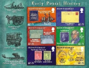 Montserrat - 2008 Early Postal History - Sheet of 6 - MNH