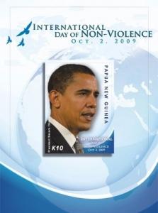 Papua New Guinea International Day of Non violence, Obama, S/S sc #1406 MNH
