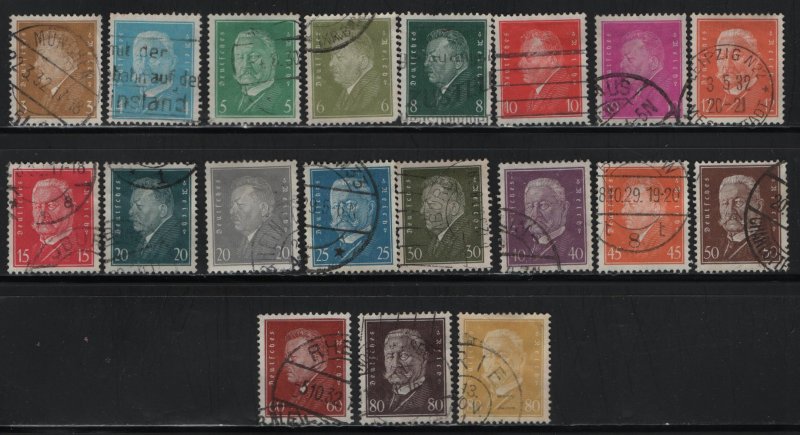 GERMANY 366-384  USED PRESIDENT EBERT & HINDENBURG SET 1928-1932