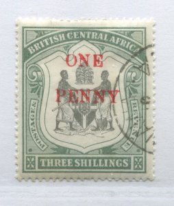 British Central Africa QV 1897 ONE PENNY overprinted on 3/ used