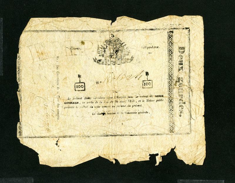 Haiti Currency Note Early 1850's w/ Official Seal Rare early note