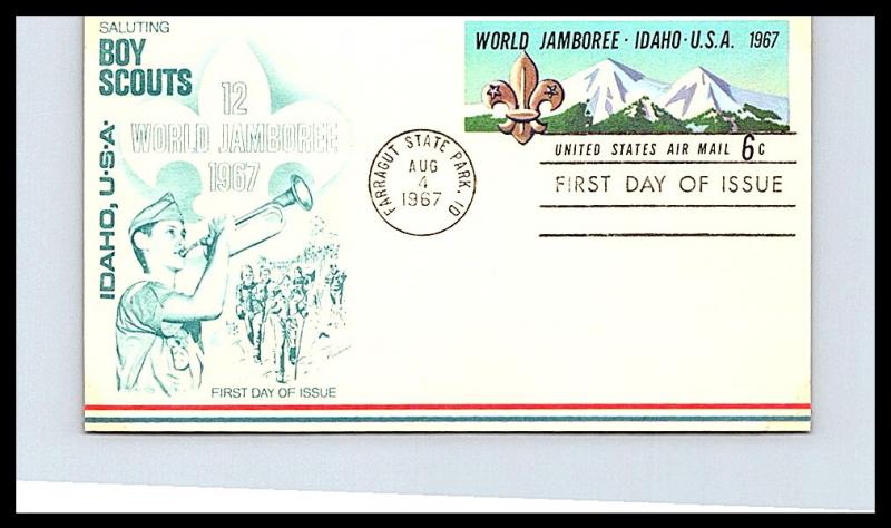 #UXC7 - World Boy Scout Jamboree Air Mail Post Card - Fleetwood Cachet 18EV