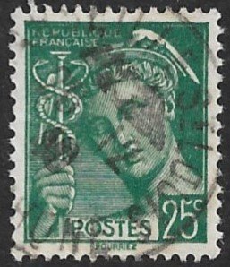 FRANCE 1938-42 25c Mercury Issue Sc 360 VFU