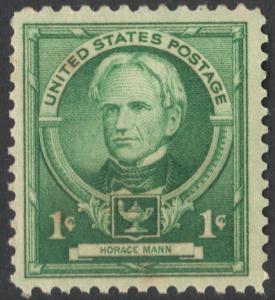 SC#869 1¢ Famous Americans: Horace Mann Single (1940) MNH