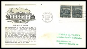 1949 White House Prexy coil Sc 844 FDC unlisted text cachet not in Mellone's NIM