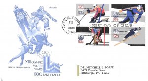 1980 FDC, #1798b, 15c Olympic Games, Artmaster, block of 4