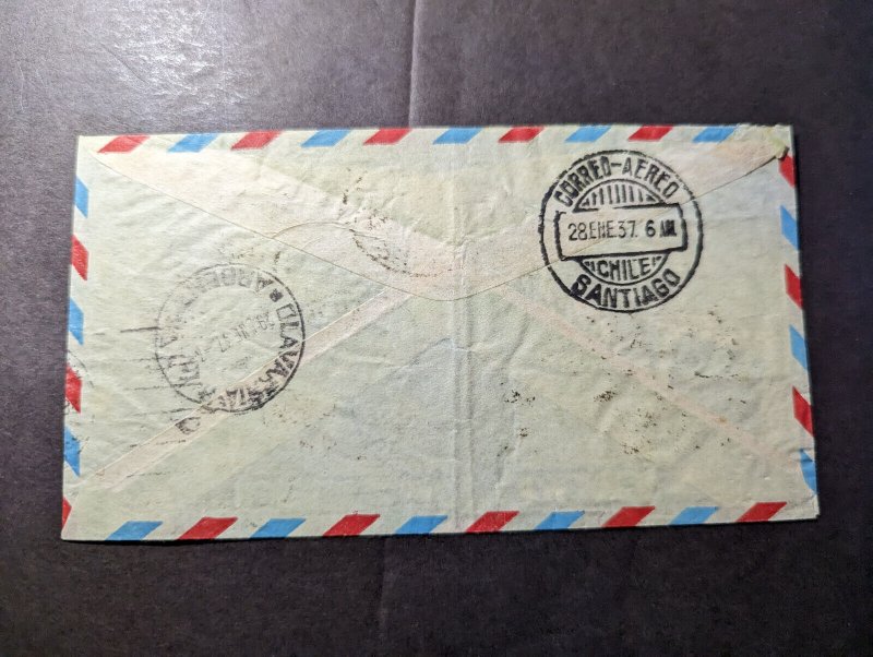 1937 Chile Airmail Cover Valparaiso to Buenos Aires Argentina