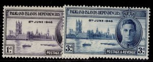 FALKLAND ISLANDS - Dependencies GVI SG G17-G18, 1946 VICTORY set, LH MINT.