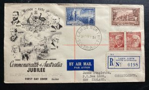 1951 Largs North Australia First Day Cover To New Zealand Commonwealth Jubilee