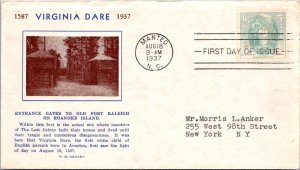 FDC 1937 SC #796 WM Grandy Cachet - Manteo, NC - Single - F71036