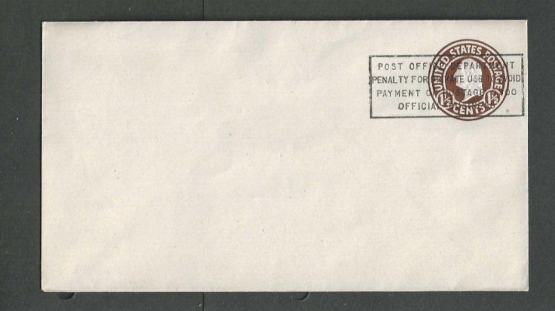 1 1/2c Brown Circular Die W/Ovpt By Post Office Dept Official Business