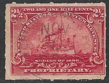 USA REVENUES 2 1/2c BATTLESHIP Proprietary FAIRCHILD BROS & FOSTER CDS RB28 Used