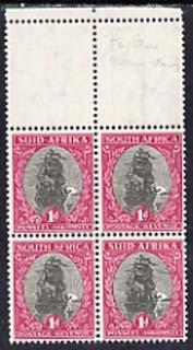 South Africa 1933-48 Dromedaris Ship 1d marginal block of...