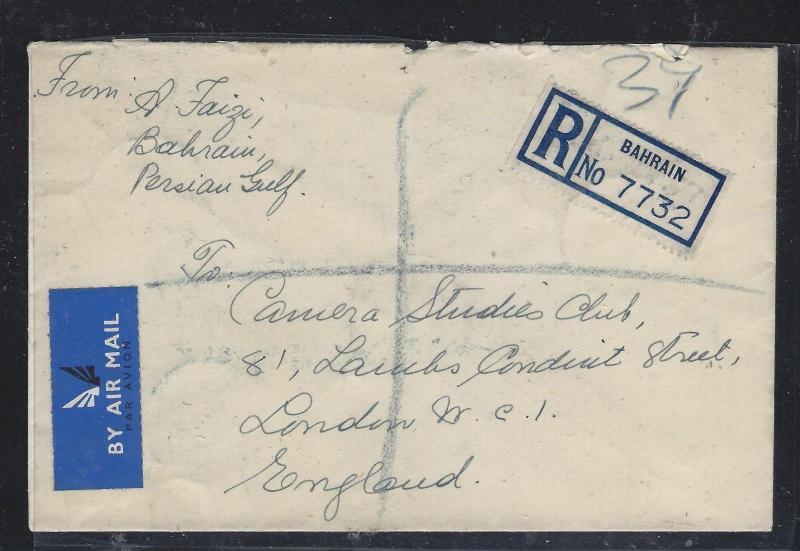 BAHRAIN (P0102BB)  ON GB KGVI  1950 REG A/M 6A+4A+1/2A TO ENGLAND